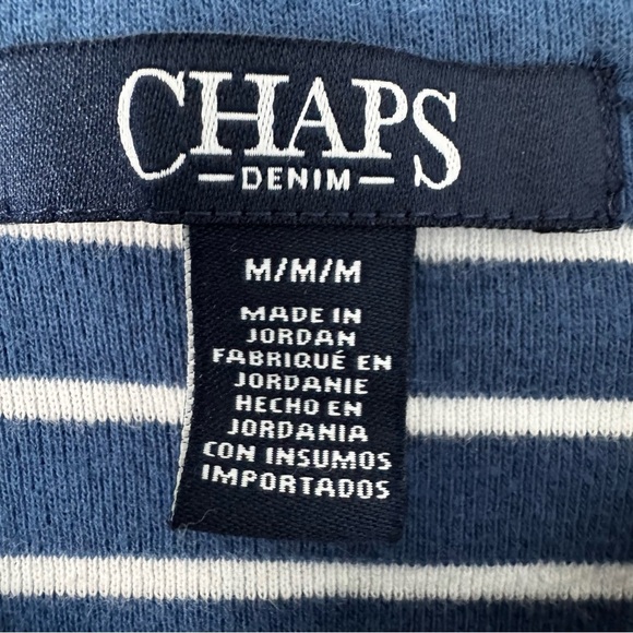 Chaps Denim Striped Henley Long Sleeve Shirt Women’s S/M - Picture 2 of 9